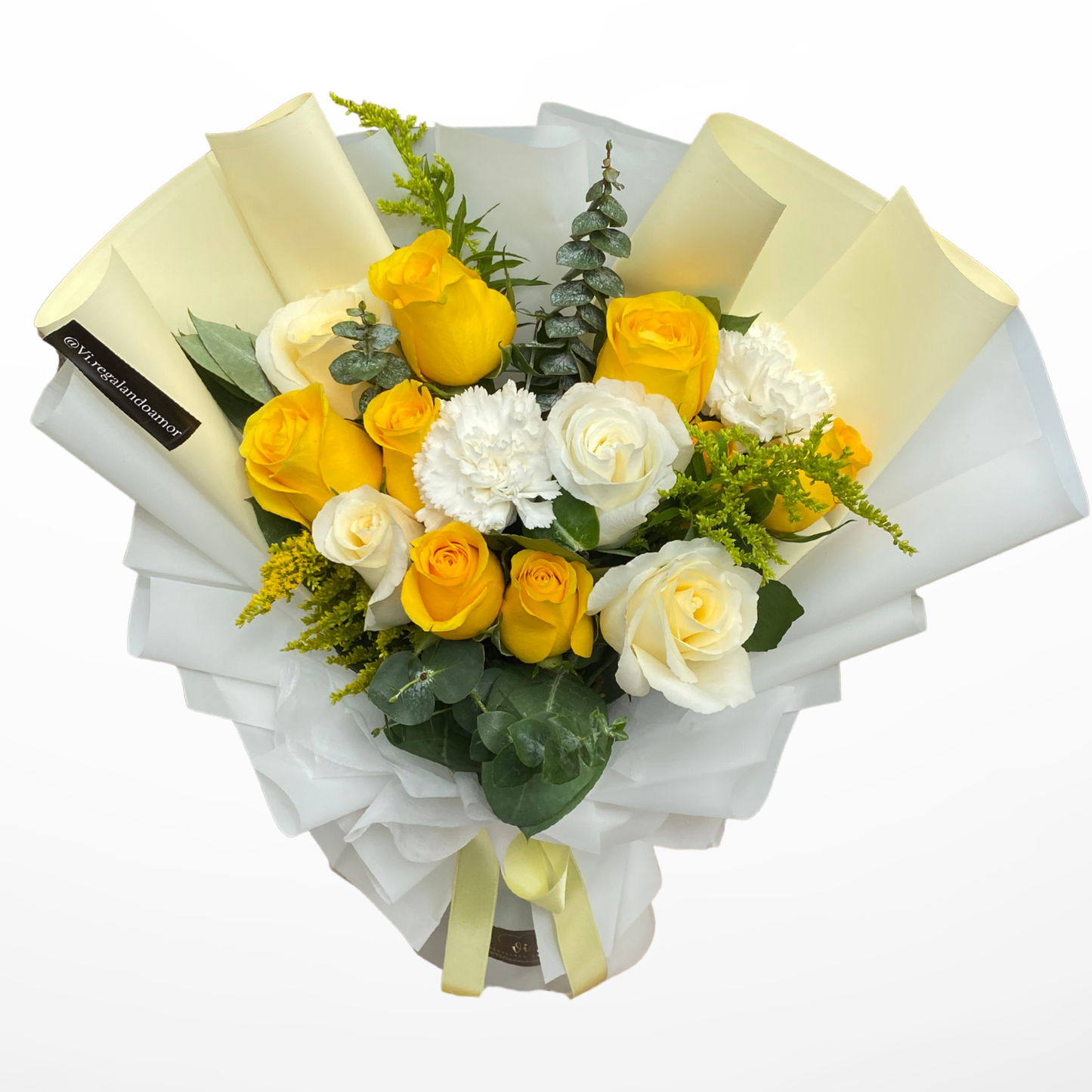 Ramo Chloe – 12 Rosas Amarillas y Blancas - Flores amarillas