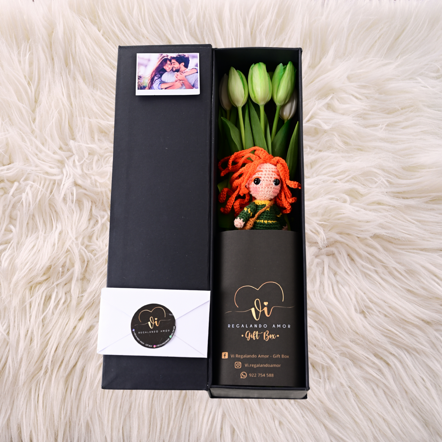 Box Luxury Tulipanes Verdes + Valiente