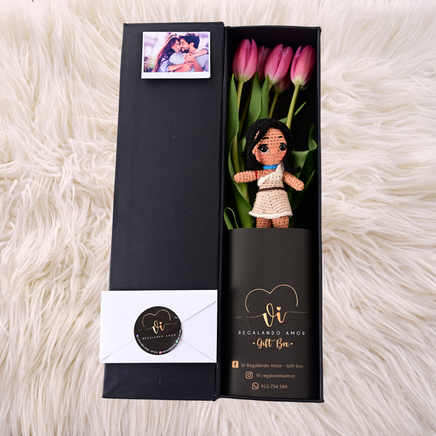 Box Luxury Tulipanes Fucsia + Pocahontas