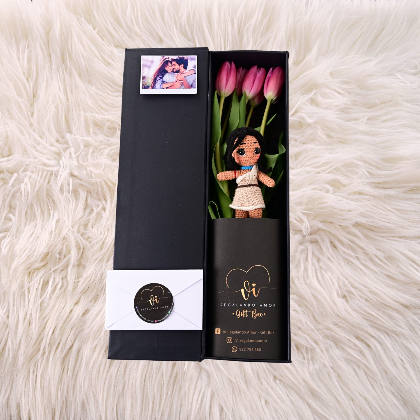 Box Luxury Tulipanes Fucsia + Pocahontas