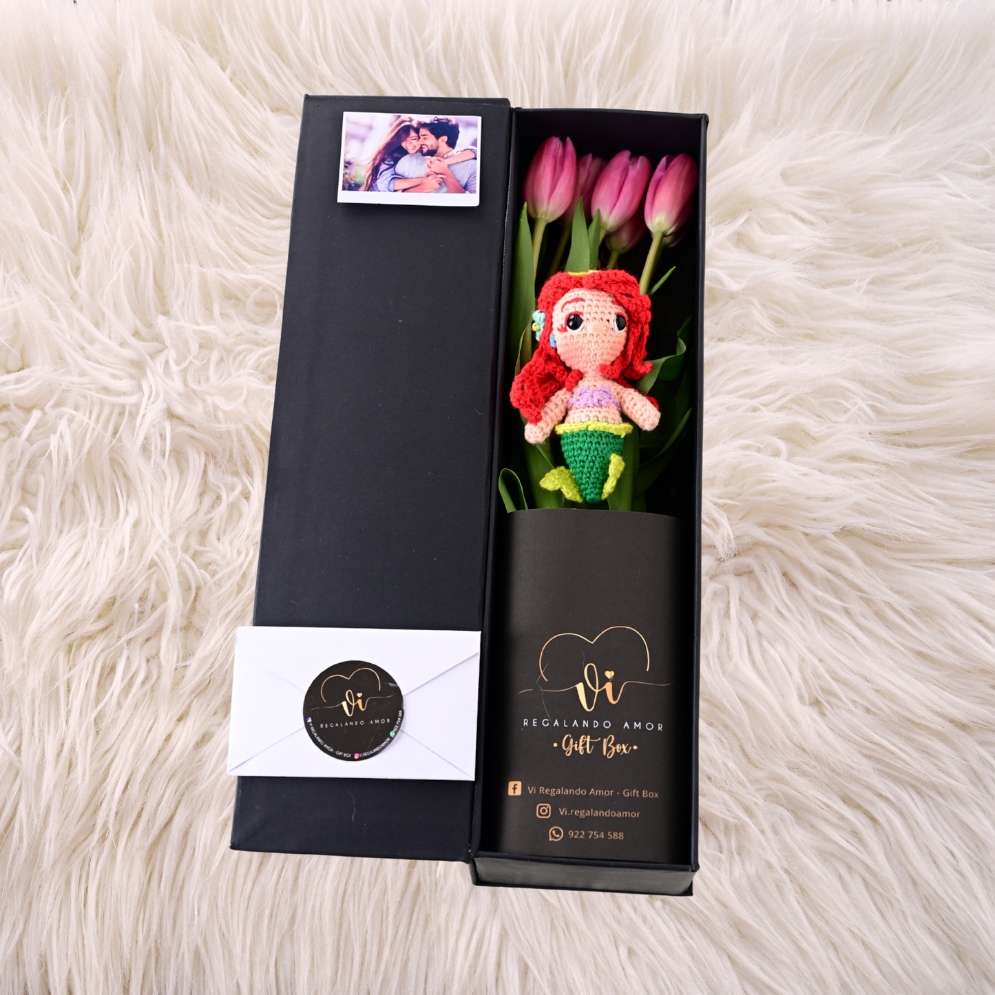 Box Luxury Tulipanes Fucsia + Ariel