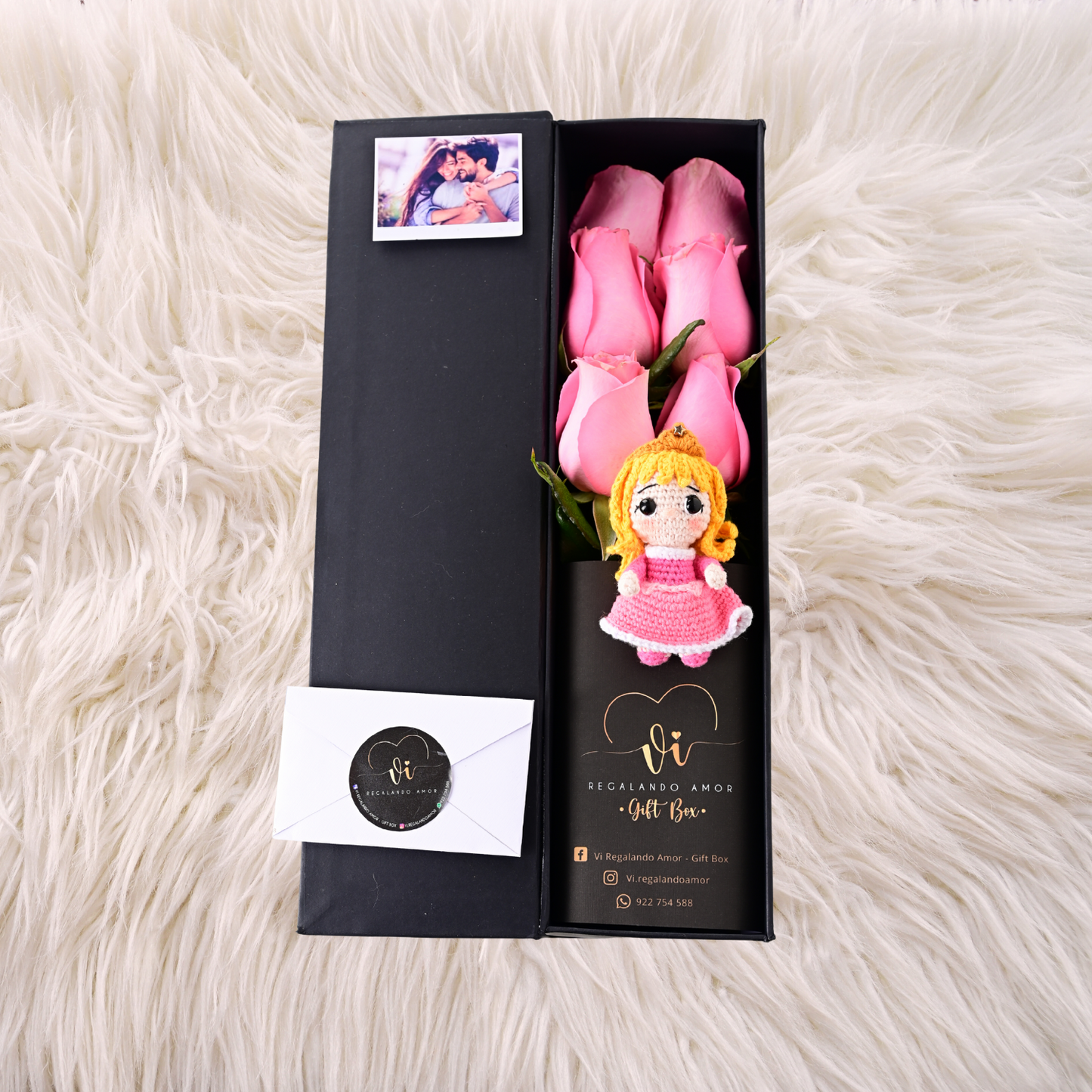 Box Luxury Rosas Rosadas + Aurora