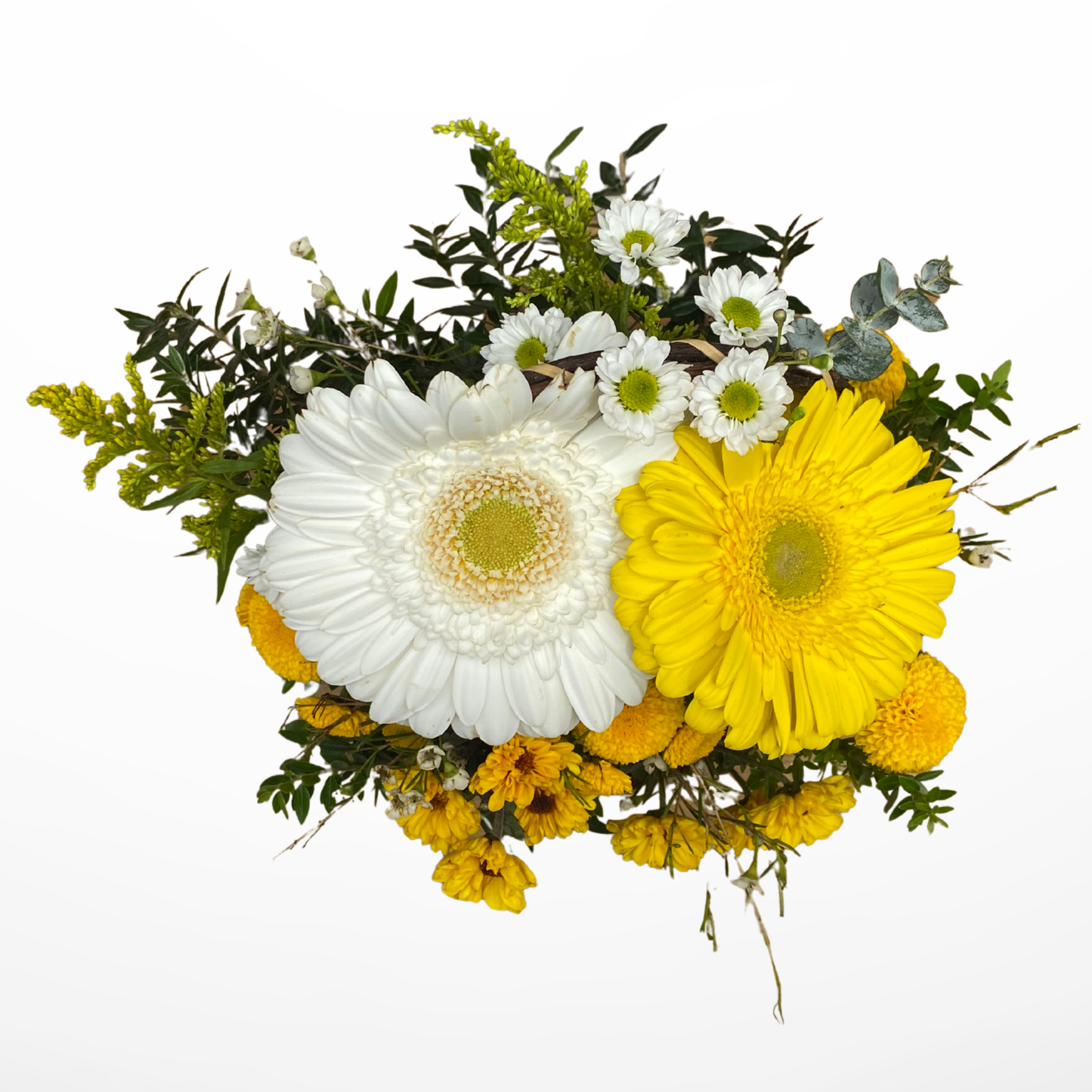 Mini Canasta Isabel – Gerberas Amarillas y Blancas - Flores amarillas