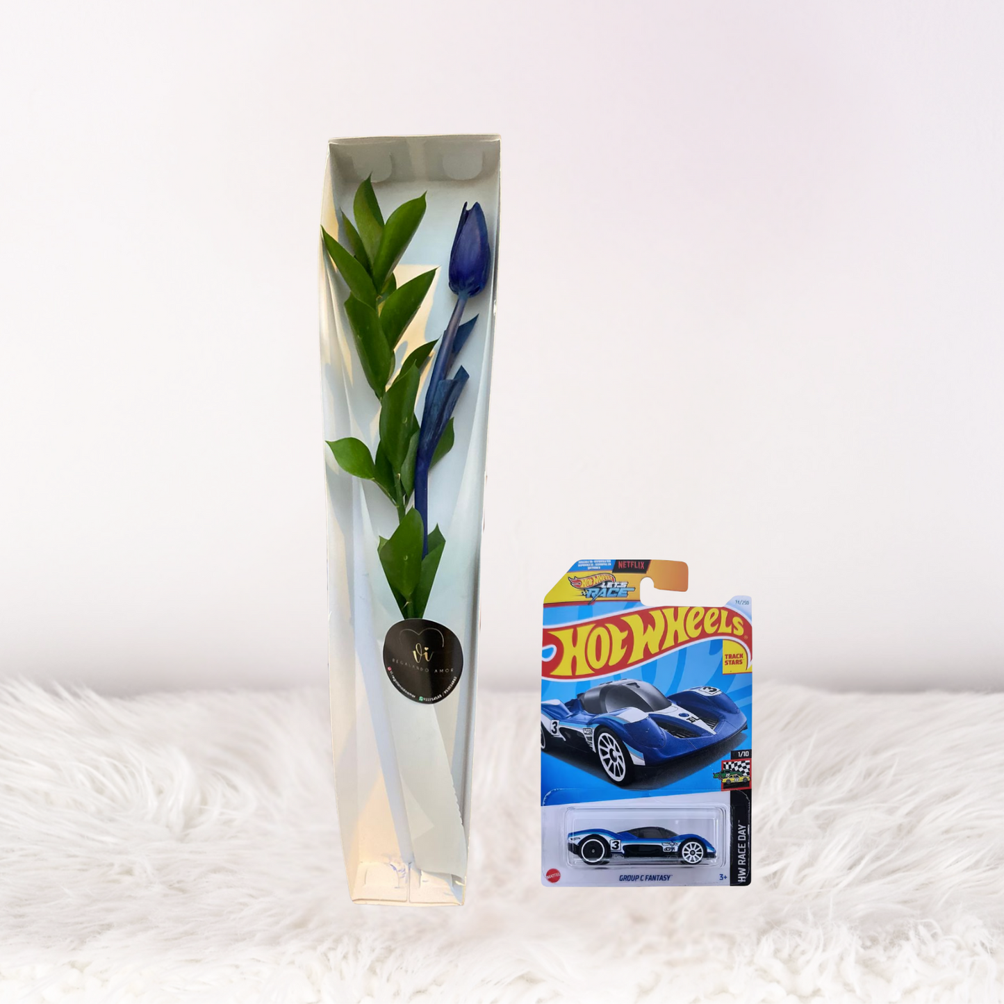 Caja de 1 Tulipán Azul + Carrito HotWheels