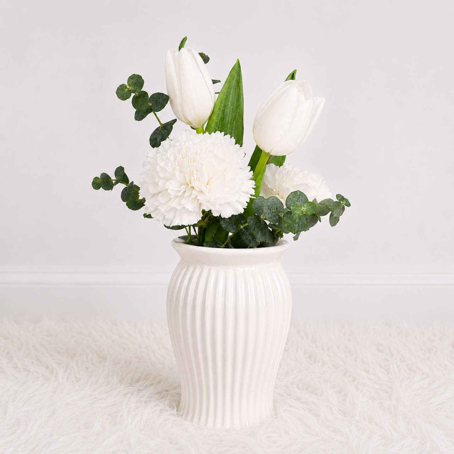 Mini Florero de 3 Tulipanes Blancos 🤍🌷