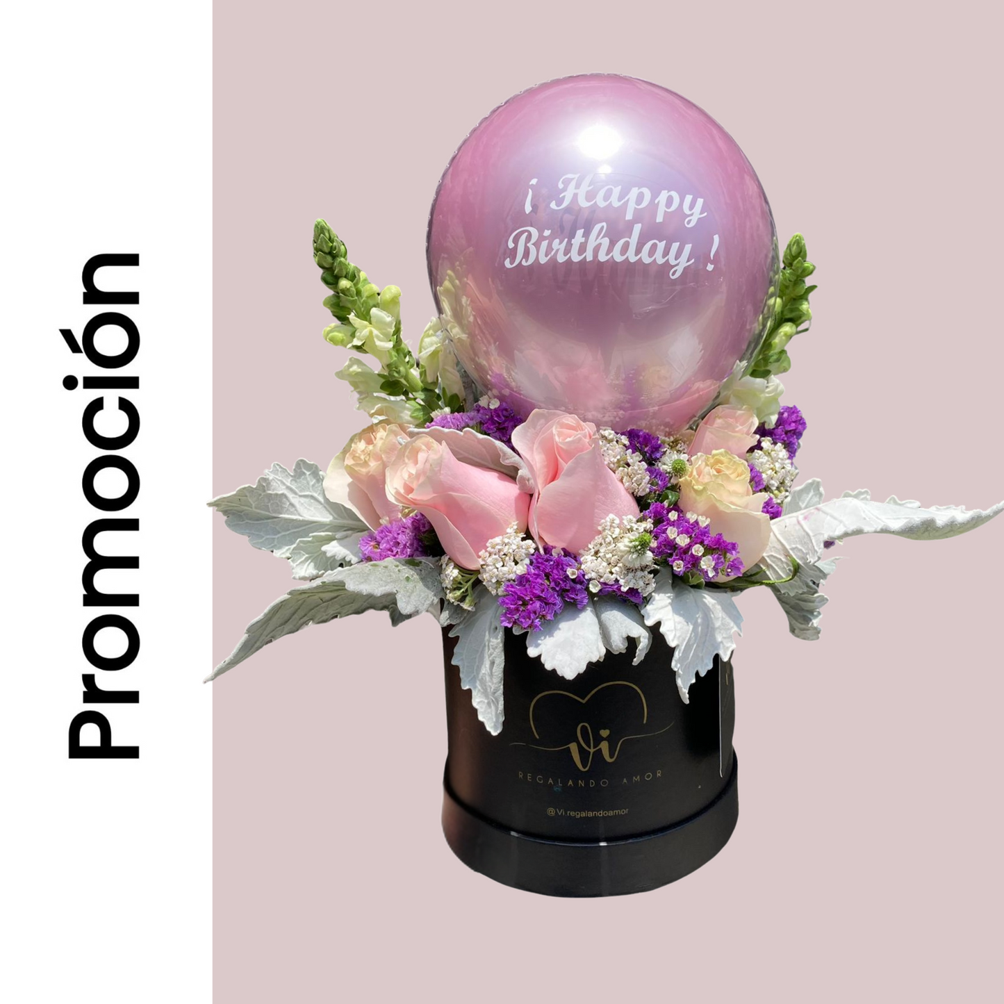 Box Floral Fortuna - Rosas Rosadas