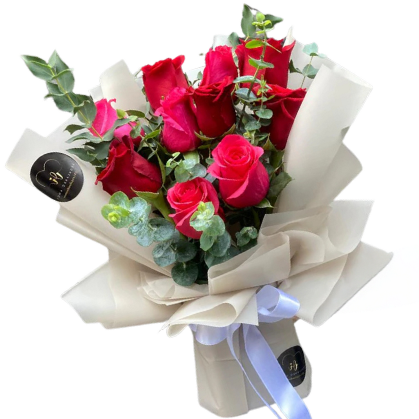 Ramo de 12 rosas rojo y rosa- Pasión Floral