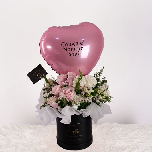 Box Ternura - Caja de flores con globo