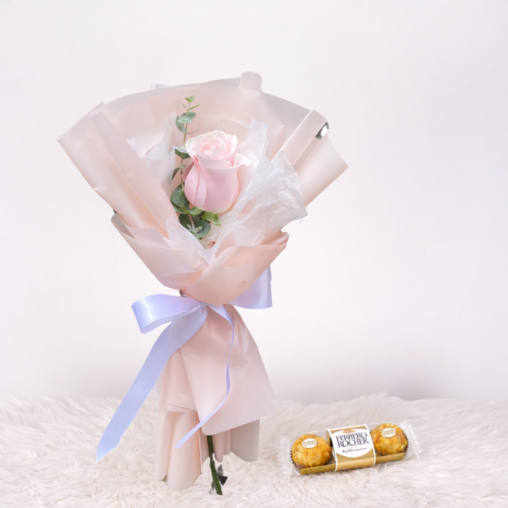 Mini ramo de 1 rosa + Chocolate