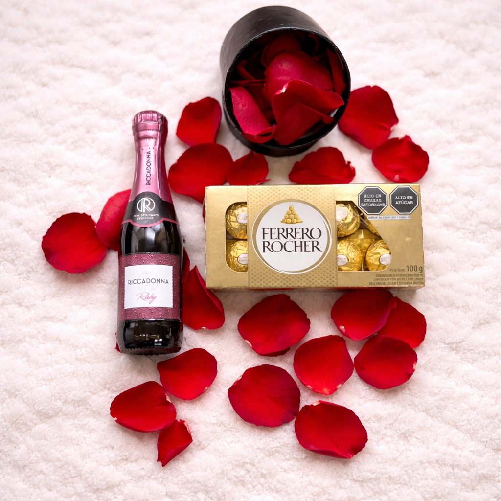 Box Pequeño de Petalos + Ferrero + Champan