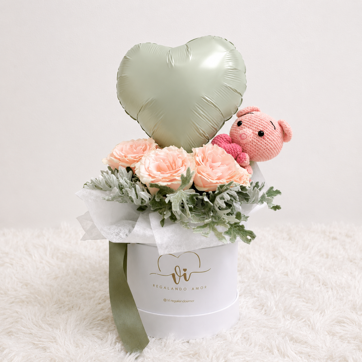 Box Arlethe Oliva Con Cerdito - Peluche