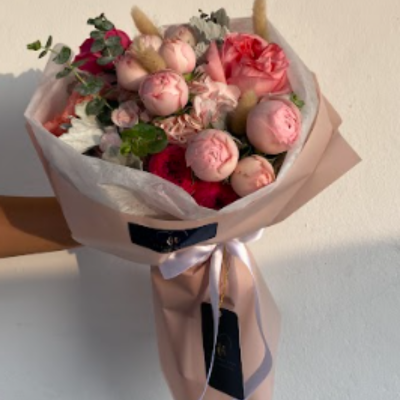 Ramo Luna Rose – Rosas inglesas con hortensias