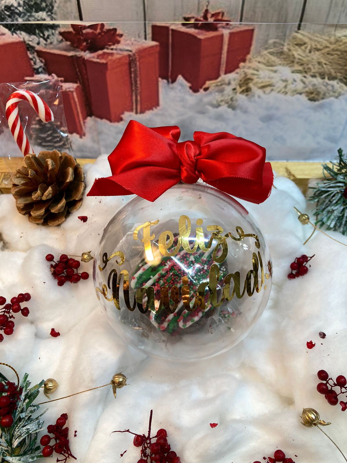 Esfera navideña con brownie