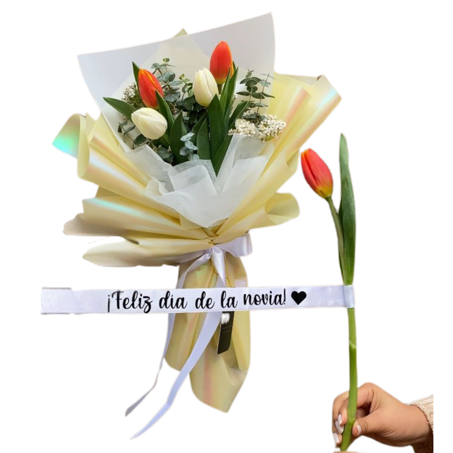 Ramo Coral – Tulipanes con Frase Personalizada