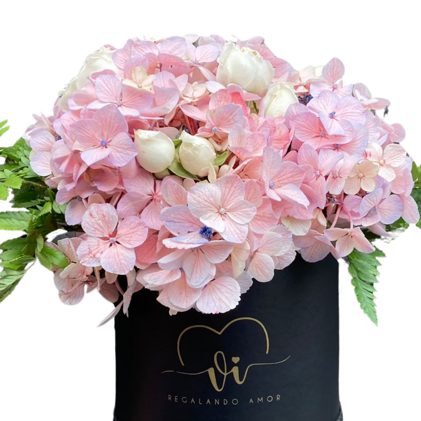 Box Hortencia - Flores rosadas - Mini Rosas