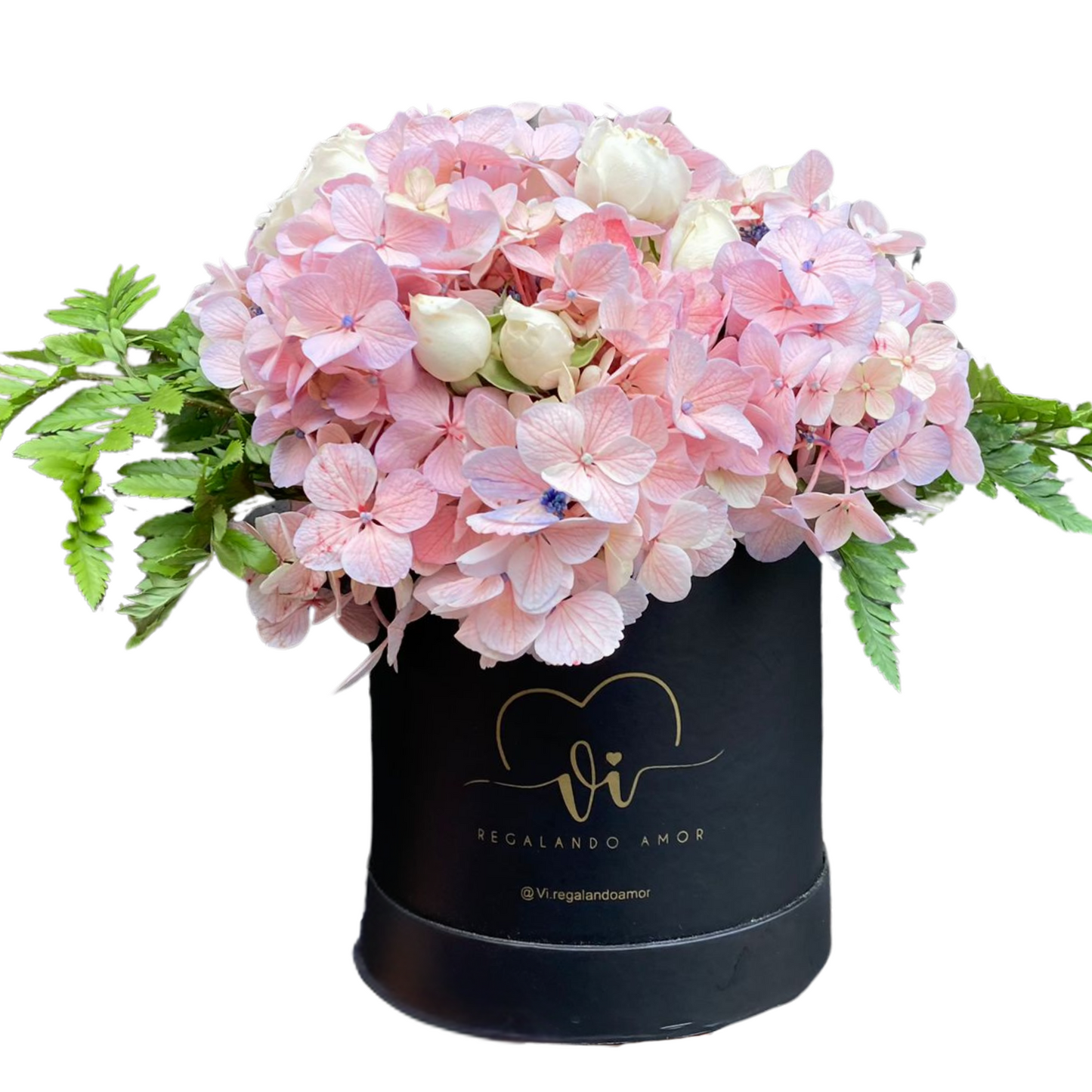 Box Hortencia - Flores rosadas - Mini Rosas