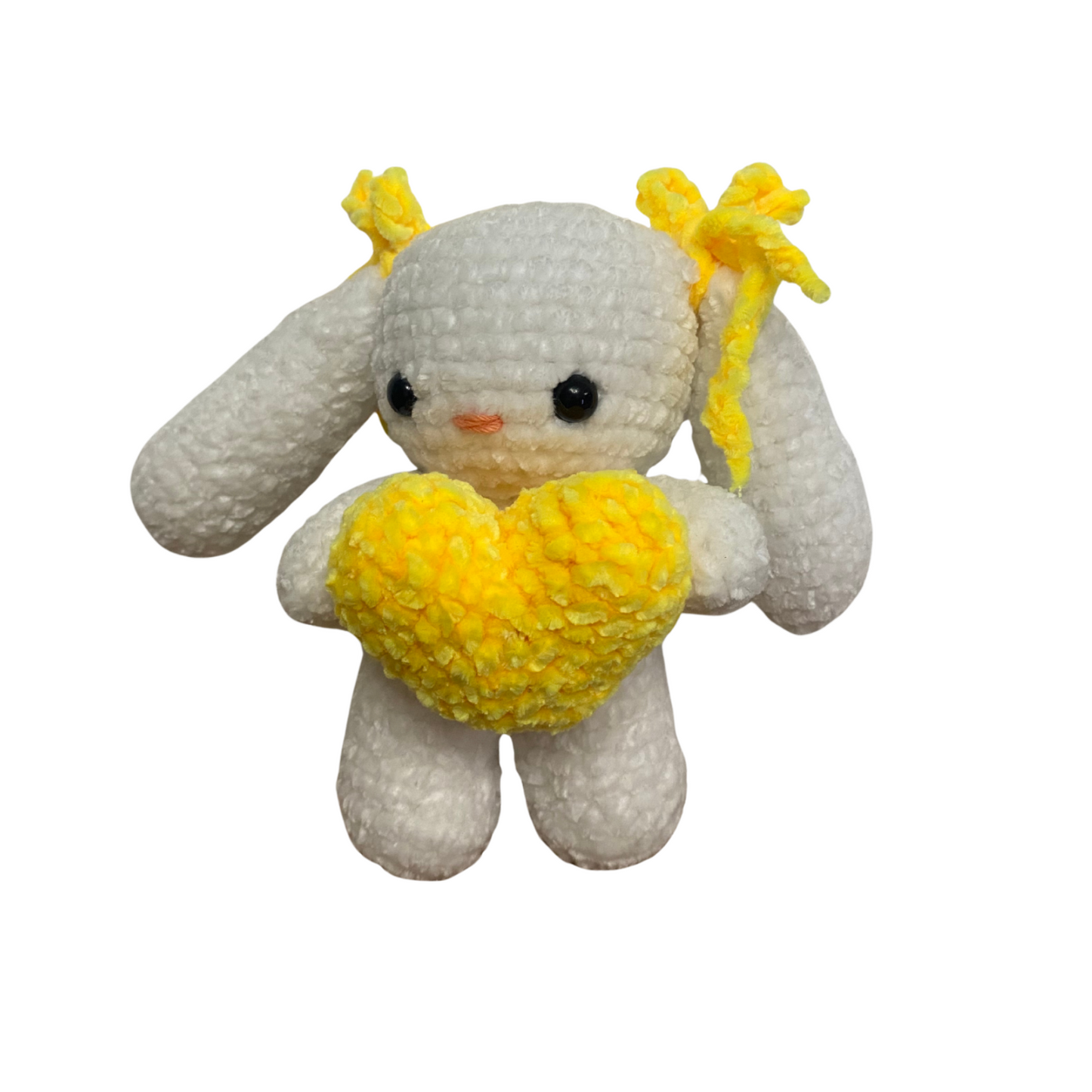 Coneja tejida en chelline - Flores amarillas - Peluche