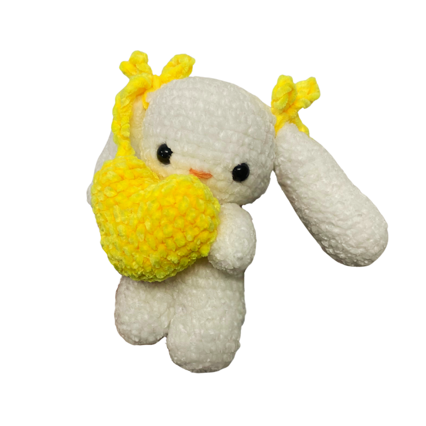 Coneja tejida en chelline - Flores amarillas - Peluche