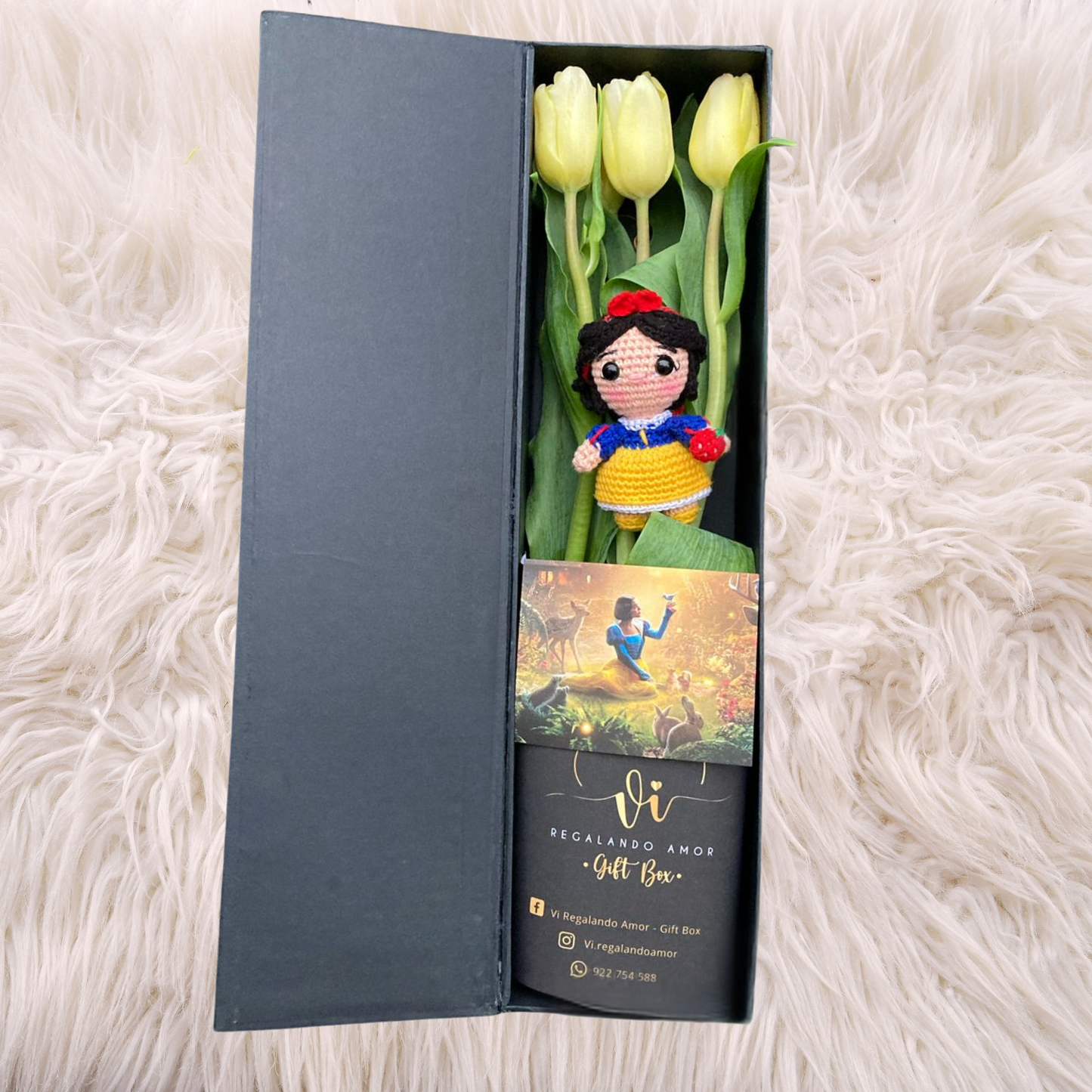 Box Luxury Tulipanes + Mini Blanca Nieves👑