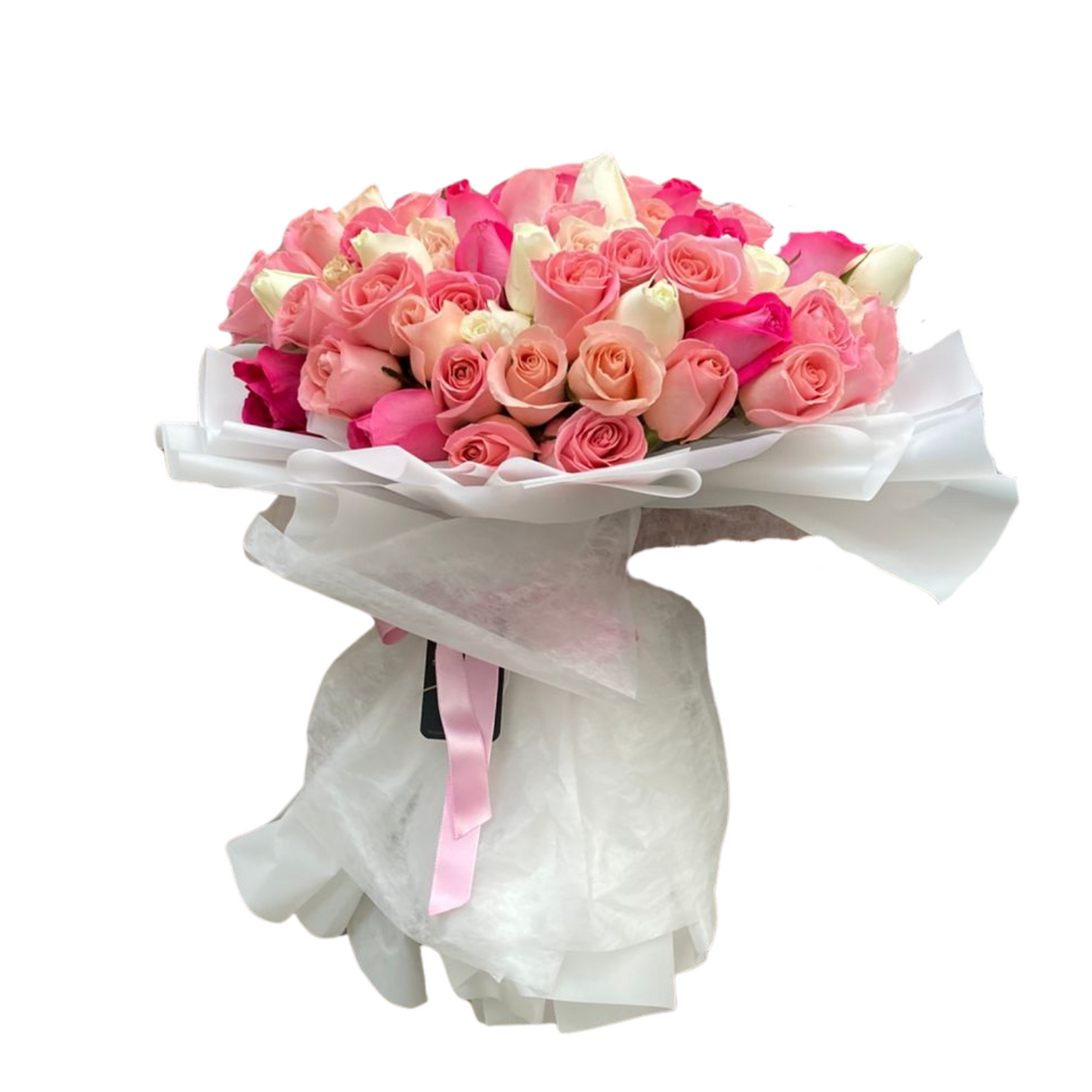 Ramo de 100 rosas rosadas, blancas y fucsias