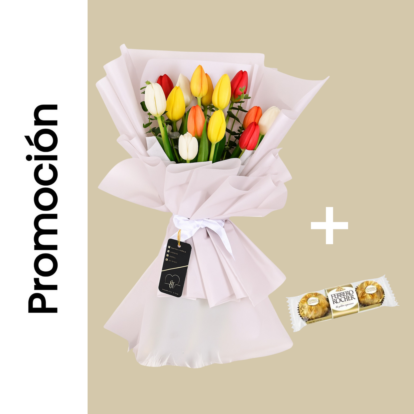 Ramo Giorgia de Tulipanes + Ferrero Rocher (3 unidades)