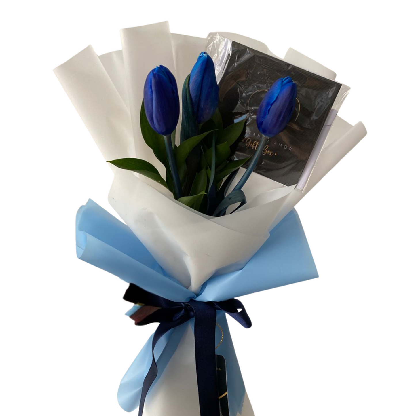 Mini Ramo 3 Tulipanes Azules Pigmentados