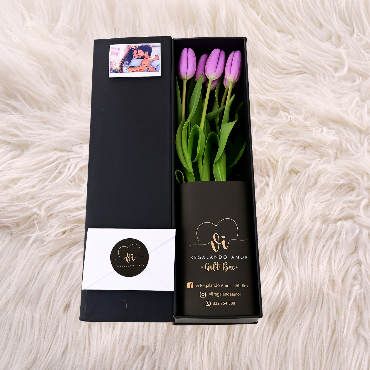 Box Luxury Tulipanes Morados