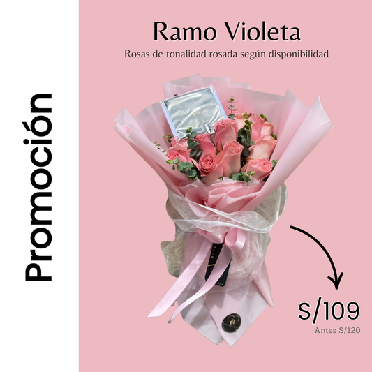 Ramo violeta - Rosas rosadas