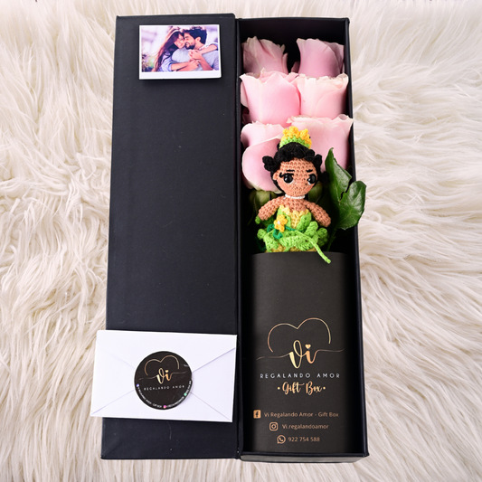 Box Luxury Rosas Pink Mundial + Tiana