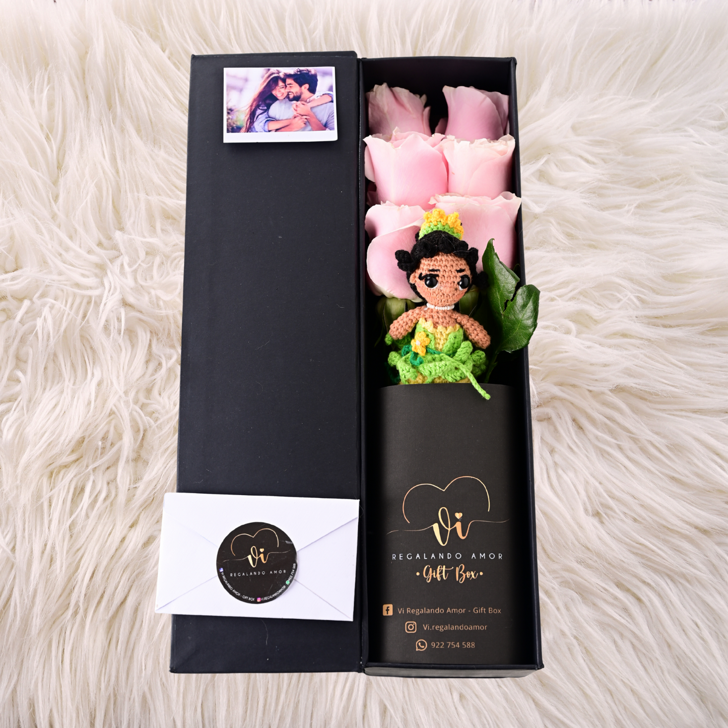 Box Luxury Rosas Pink Mundial + Tiana
