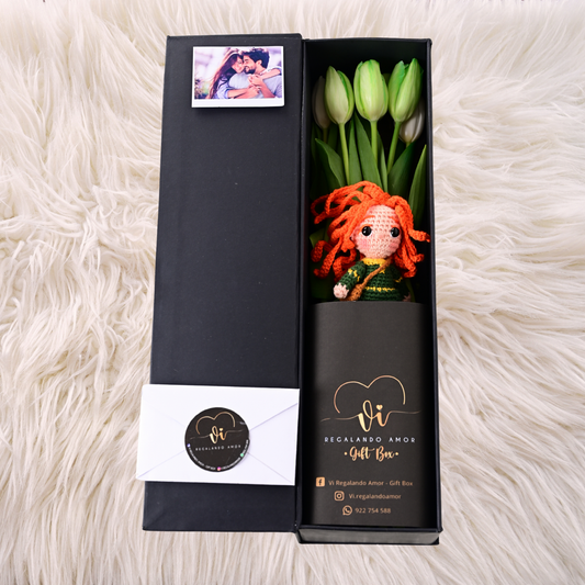 Box Luxury Tulipanes Verdes + Valiente