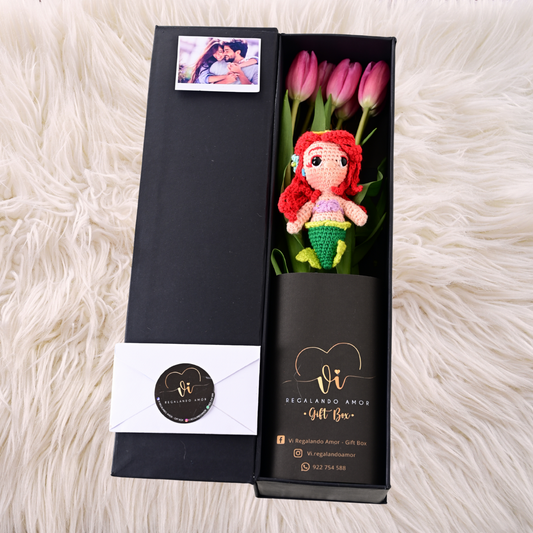 Box Luxury Tulipanes Fucsia + Ariel