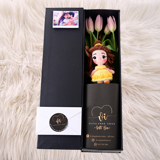 Box Luxury Tulipanes Rosados + Bella