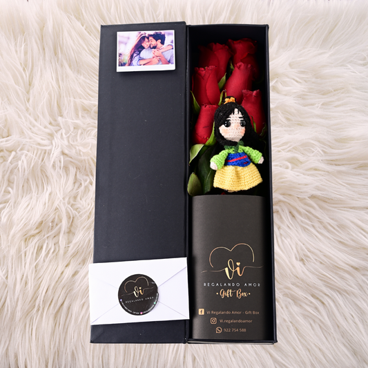 Box Luxury Rosas Rojas + Mulán