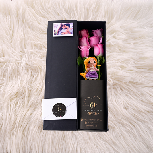 Box Luxury Rosas Lilas + Rapunzel