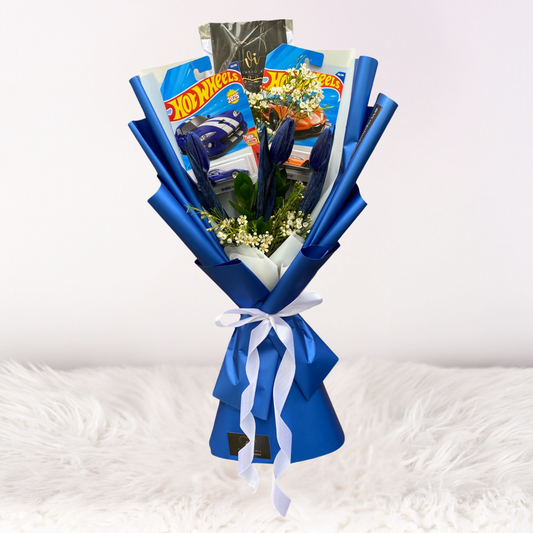 Ramo de 3 Tulipanes Azules + Carritos HotWheels