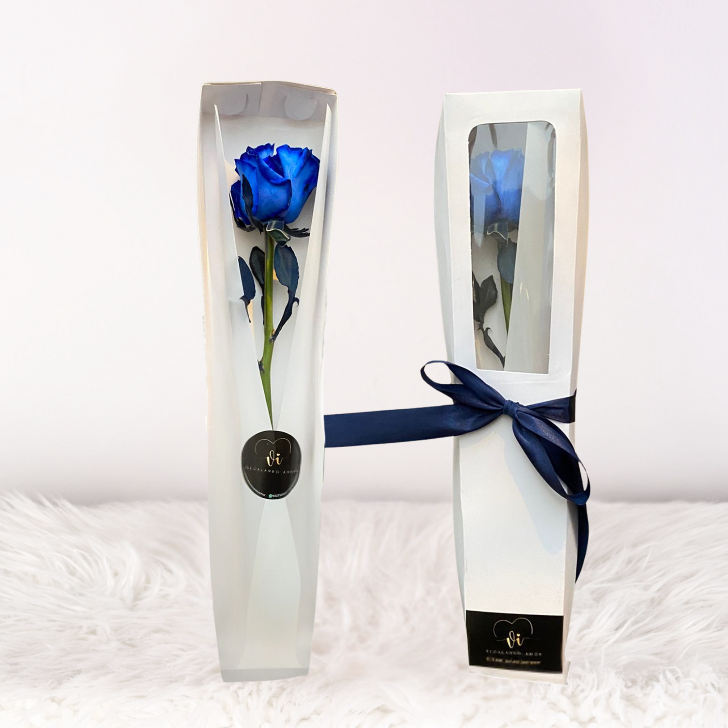 caja de 1 rosa azul