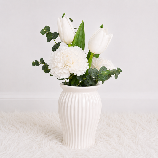 Mini Florero de 3 Tulipanes Blancos 🤍🌷