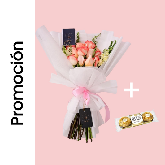 Ramo Aitana de Rosas + Ferrero Rocher (3 unidades)