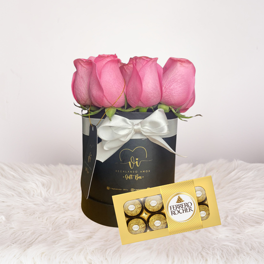 Box clasico de rosas rosadas + Chocolate