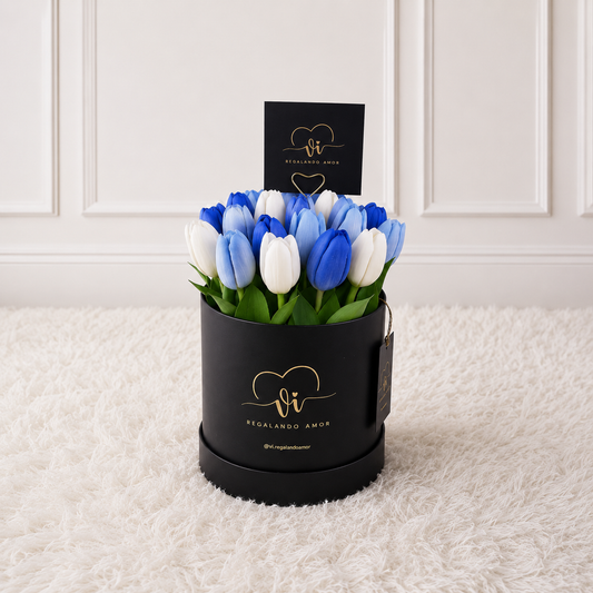 Box de 25 tulipanes - Flores azules