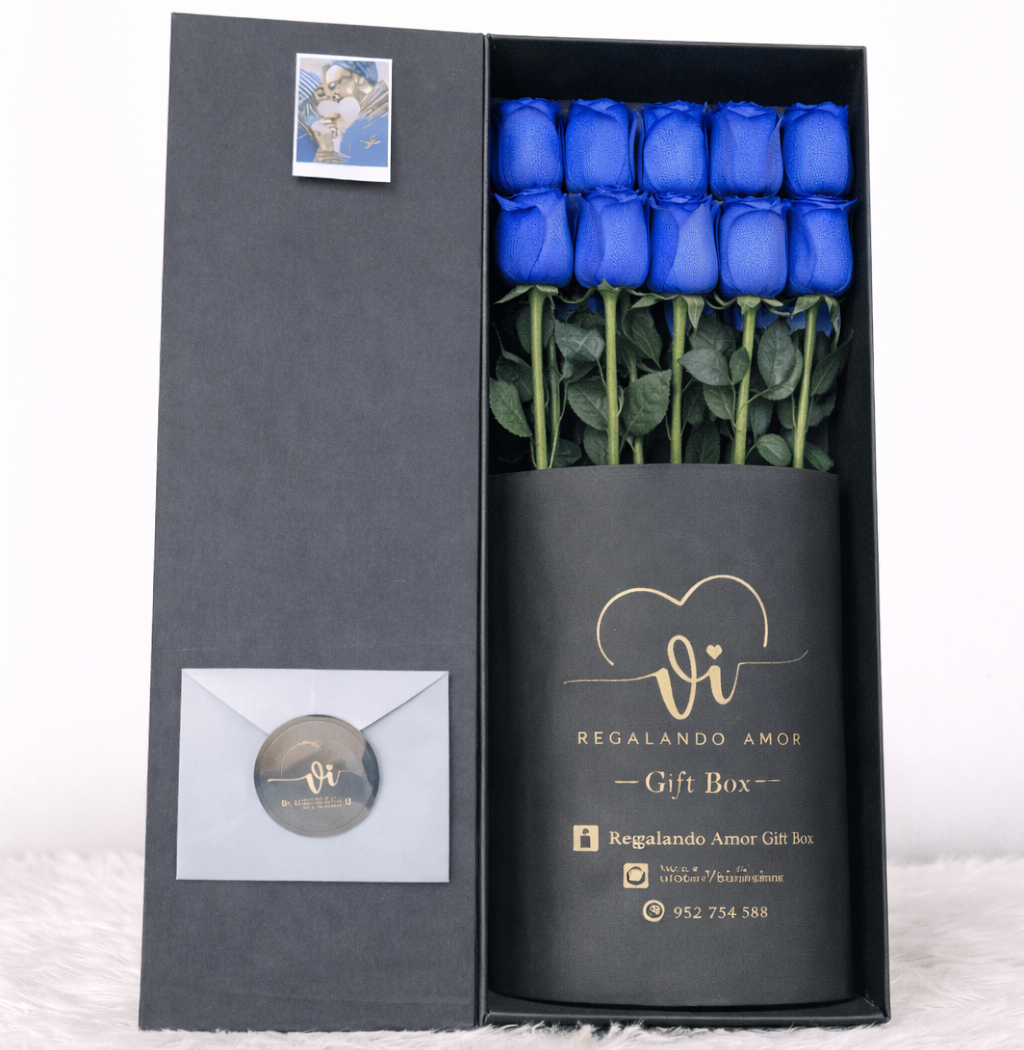 Box Imperial 10 Rosas Azules
