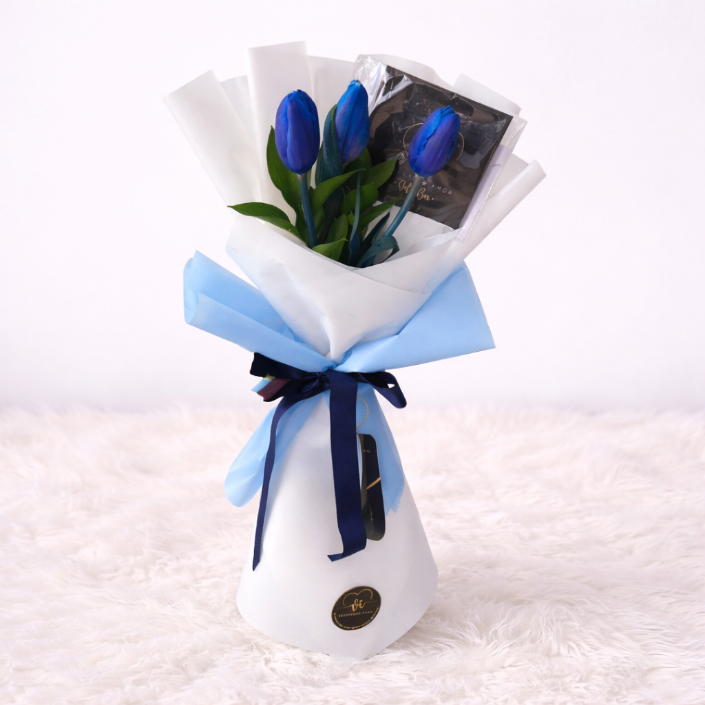 Mini Ramo de 3 Tulipanes Azules