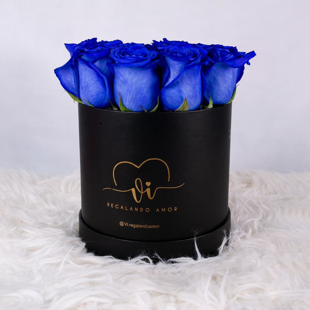 Box Clasico de 12 rosas azules