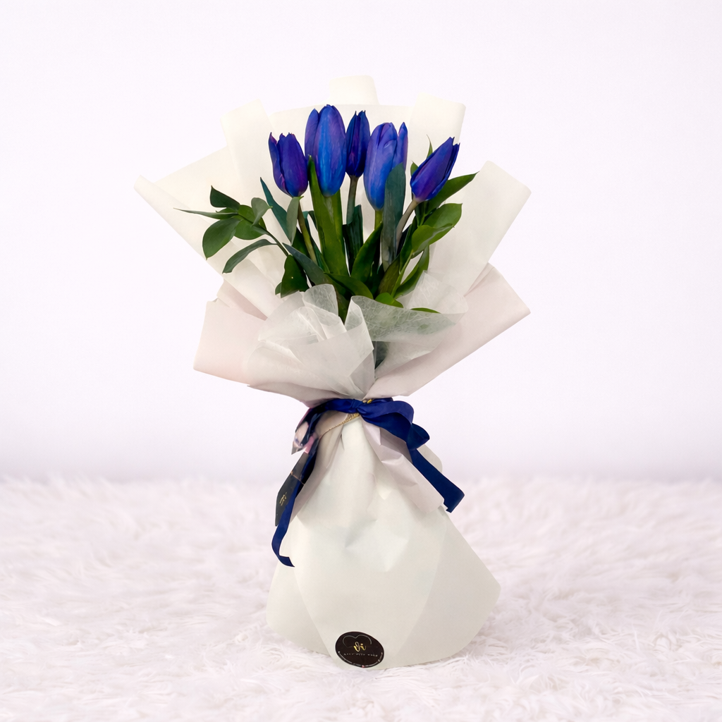Ramo de 5 tulipanes - Flores azules - Ramo de flores