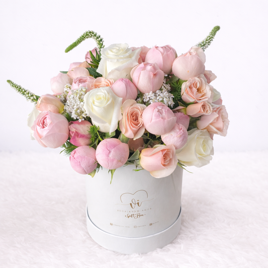 Box Sophia - Rosas Inglesias con mini rosas - Peonias