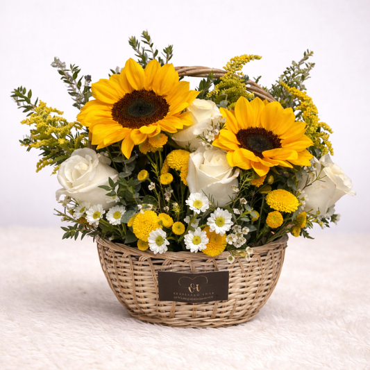 Canasta Samira – Girasoles - Flores amarillas
