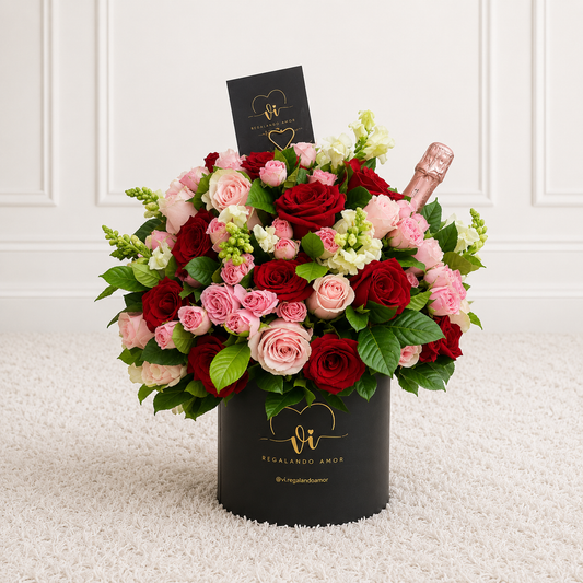 Box Greeicy - Box de 50 rosas con Espumante Riccadonna