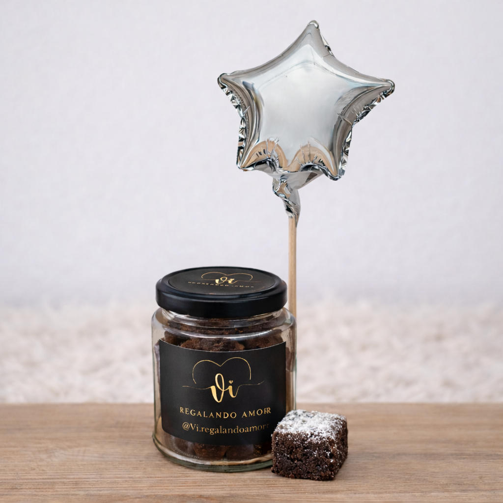 Mini Jar Brownie con Globo de corazón