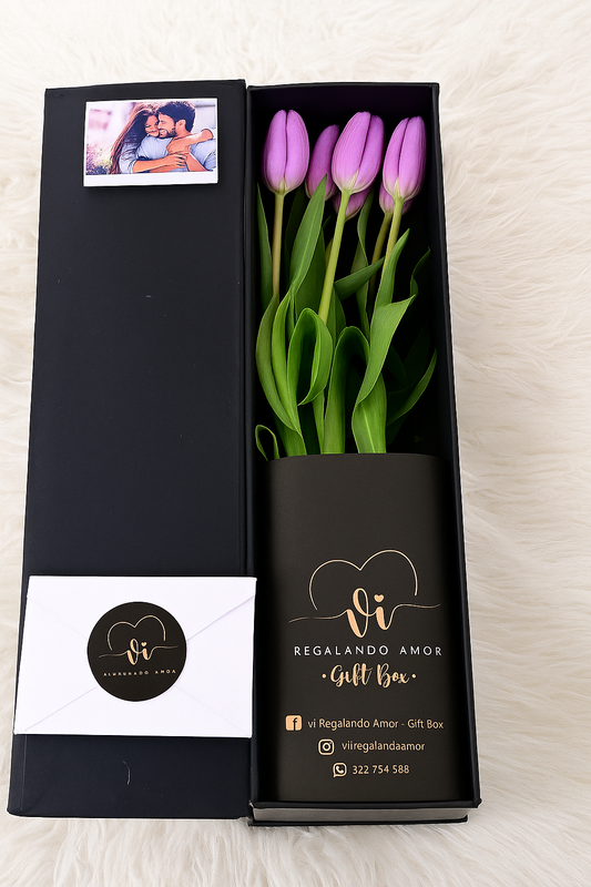 Box Luxury Tulipanes Morados